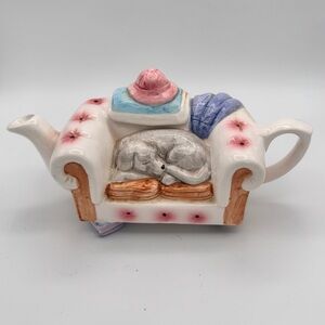 Vintage Canfloyd Dog on Couch Novelty Teapot Cottagecore Kitsch Whimsical